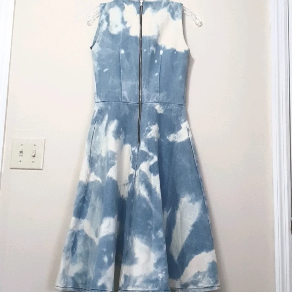 French Connection Indigo Marble Denim Cotton Dress - Picture 6 of 7